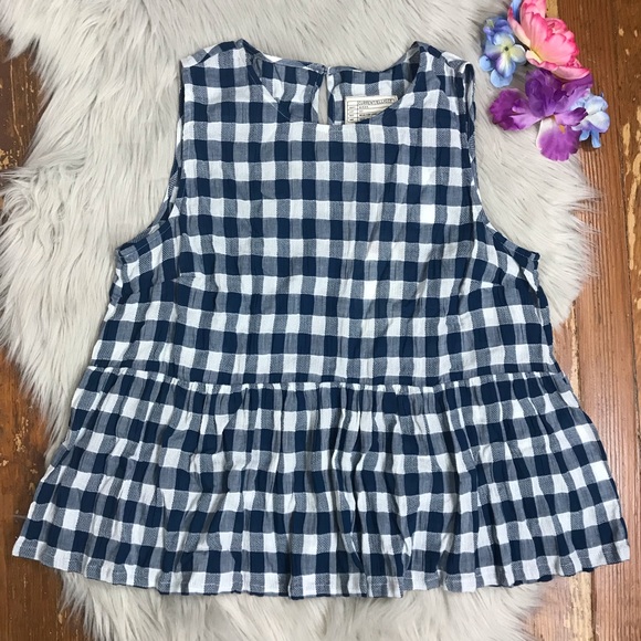 NWT Current/Elliot Gingham Peplum Tank - Picture 2 of 6